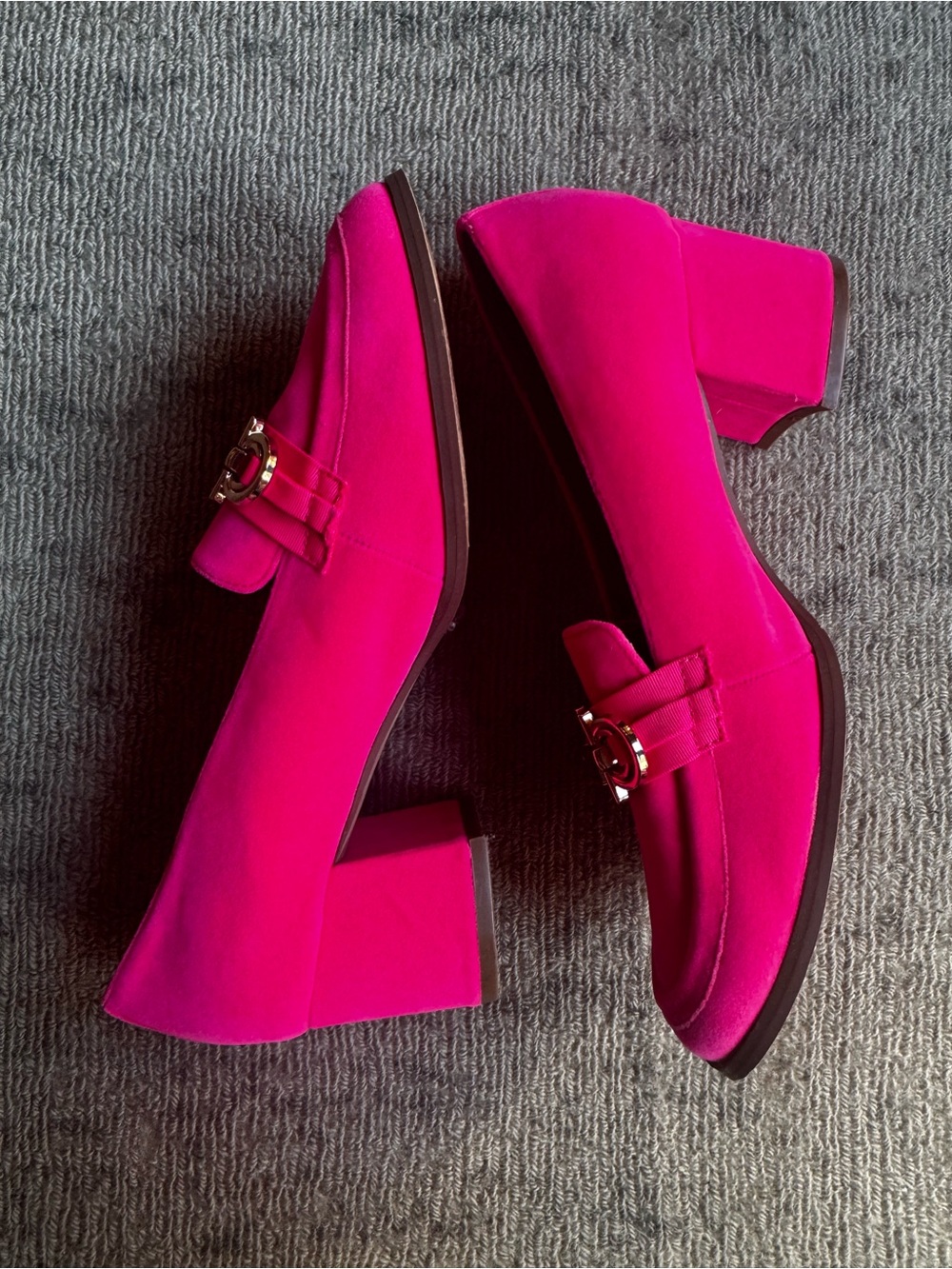 ASOS Hot Pink Fuchsia Heeled Loafers UK 6 US 8 Block Heel